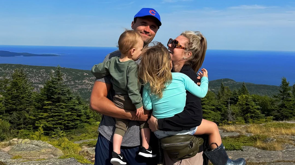 Charlie Kirk and family seen in Utah with nature and mountains in background