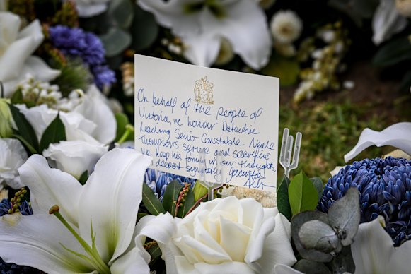A condolence card laid on behalf of the Victorian people today. 