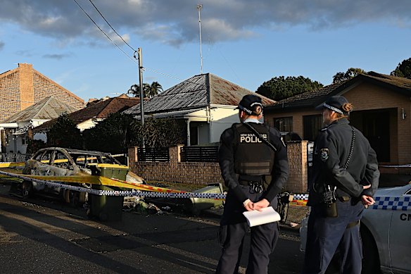 Police are examining the crime scene, after declaring the blazes suspicious. 