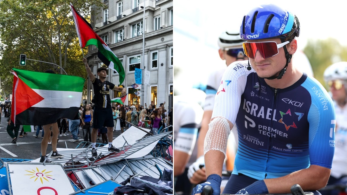 Israel cycling, palestine protesters