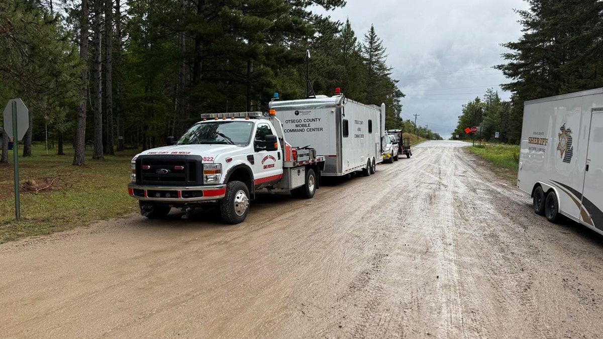 Otsego County Emergency Management vehicles on dirt road