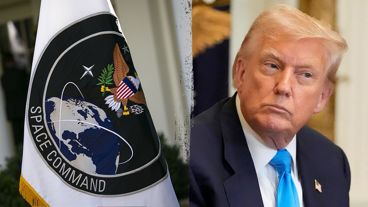 Trump and the Space Command flag.