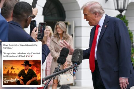 Trump goes off on reporter for asking if he’s going to war with Chicago: ‘Darling, that’s fake news’