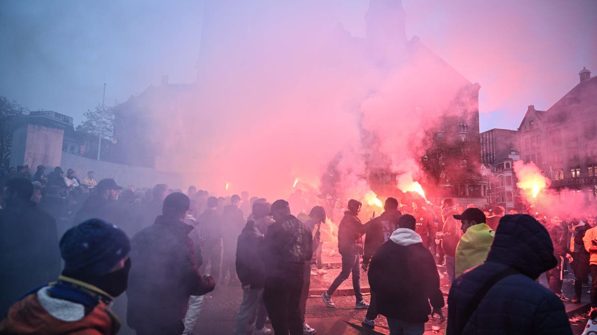 Pro-Israel Maccabi fans in Amsterdam
