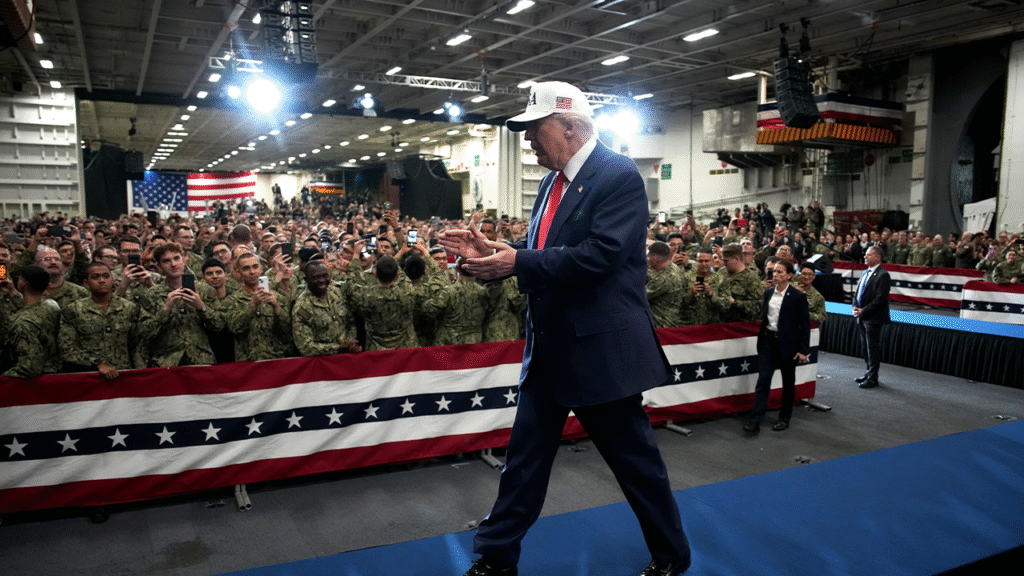 Trump rallies US military's might, floats armed forces pay raise in address to troops in Japan