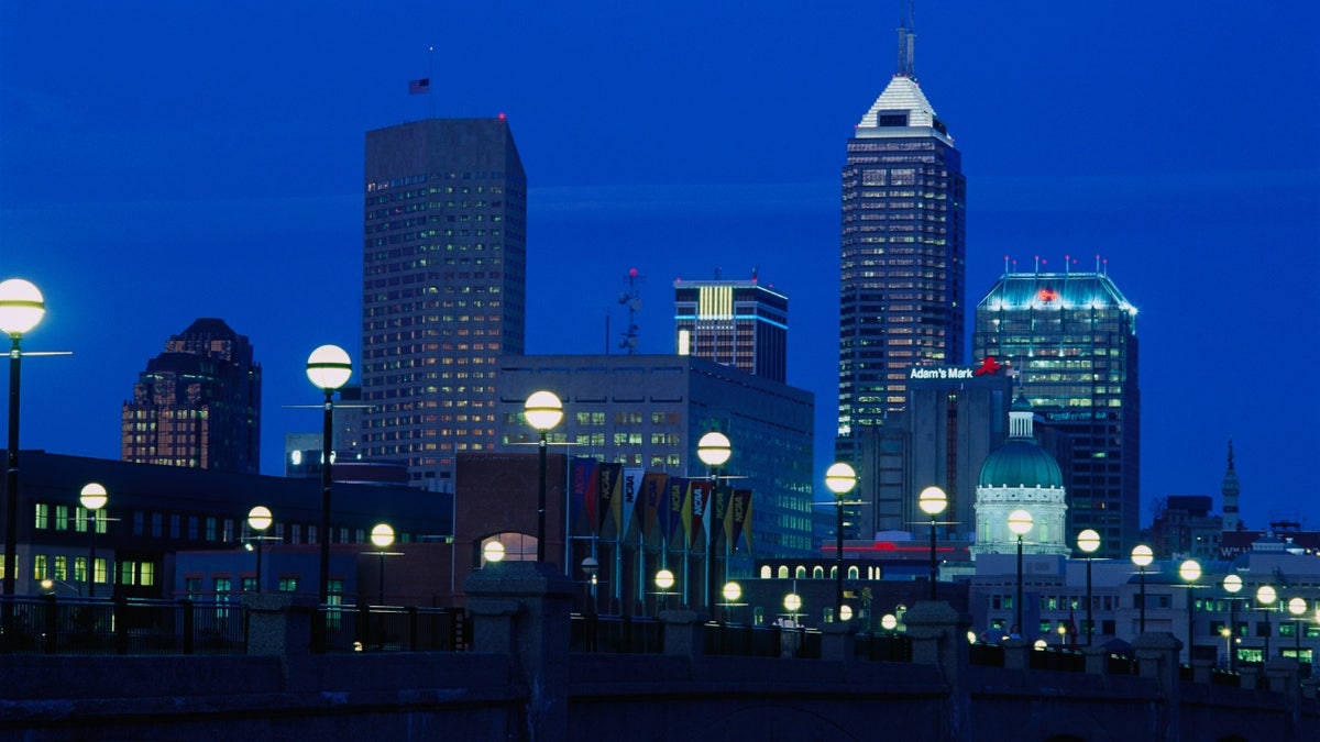 Skyline of Indianapolis at night