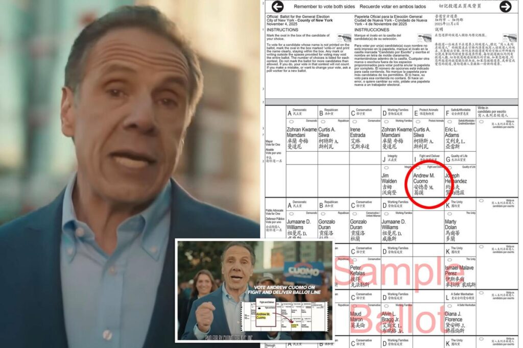 Andrew Cuomo’s latest NYC mayoral campaign vid shows voters where to find his buried name on ballot