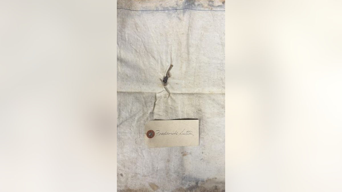 Frederick Sutton's personal effects bag backside