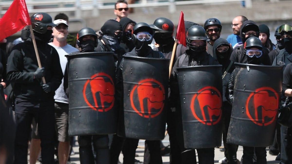 Portland antifa members on the street