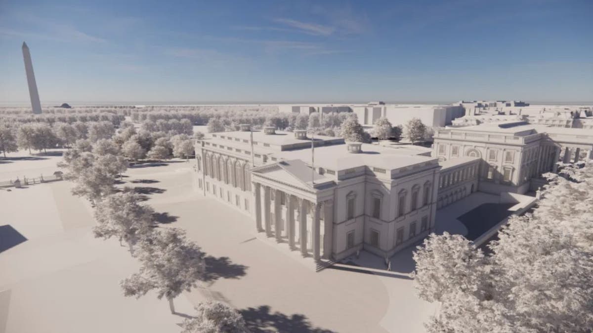 White House exterior with addition of new ballroom