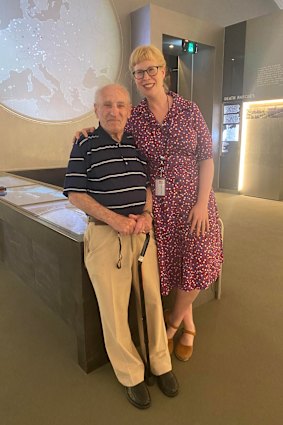 Colossal friend: Jack Meister and Rebecca Kummerfeld at the Sydney Jewish Museum.