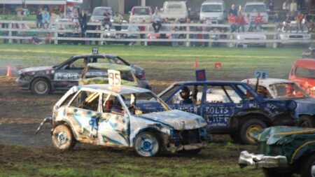 Demolition derby car ploughs into crowd, injuring nine