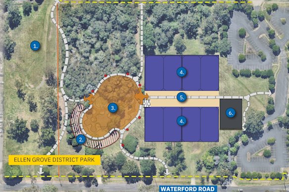 The concept plan for the larger and more comprehensive Ellen Grove District Park.
