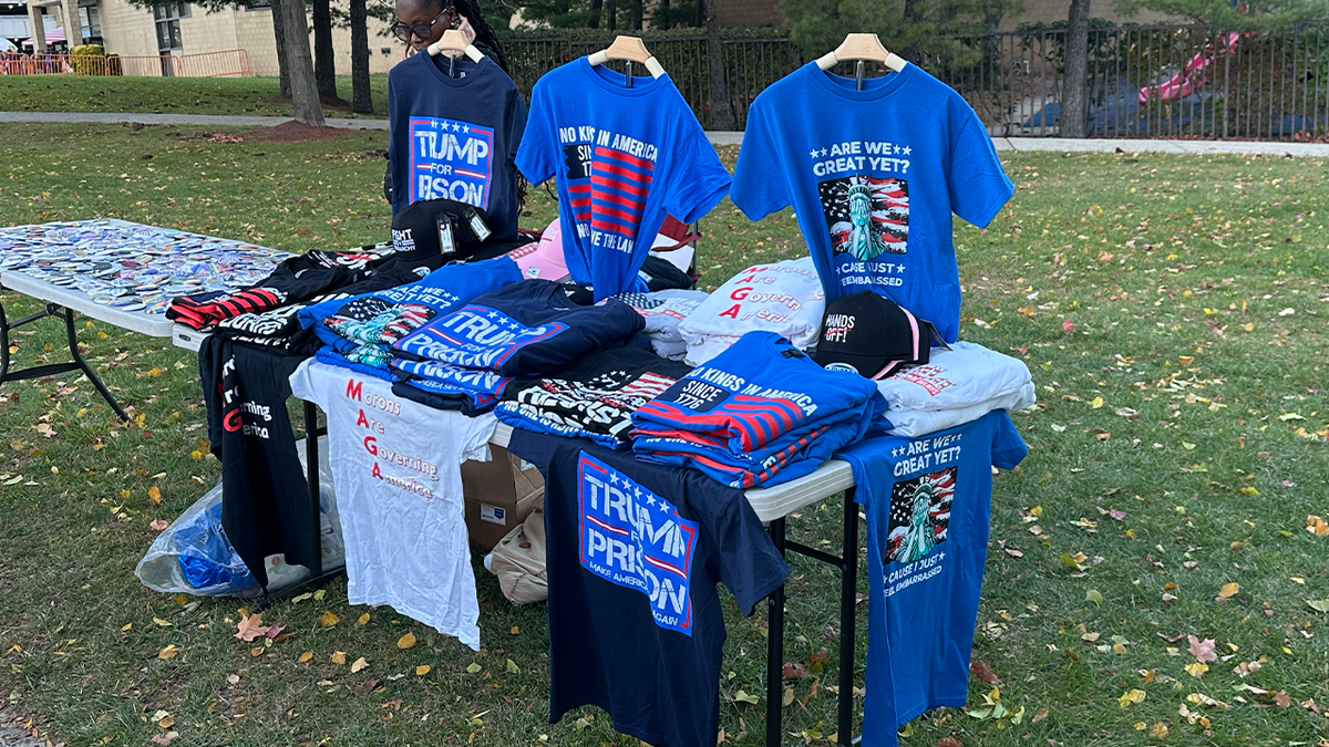 Anti-Trump gear at Sherrill rally.