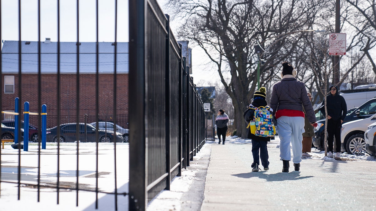 Chicago public school student walking
