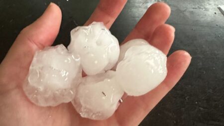 Severe thunderstorm warning issued with large hail and destructive winds forecast