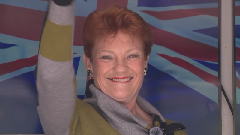Pauline Hanson speaks at anti-immigration rally in Melbourne’s CBD