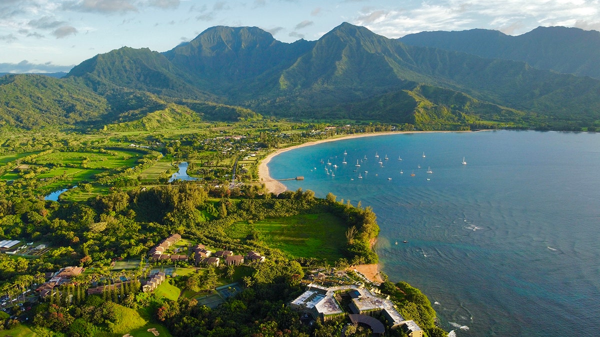 An image of a beach in Hanalei Bay, Hawaii