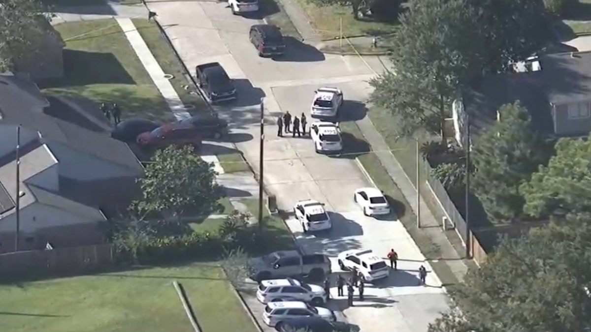 Aerial view of an officer involved shooting investigation in Houston