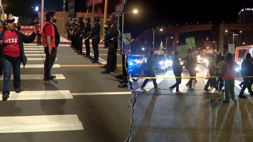 LAX travelers abandon cars, walk to airport as protesters block building during Thanksgiving rush