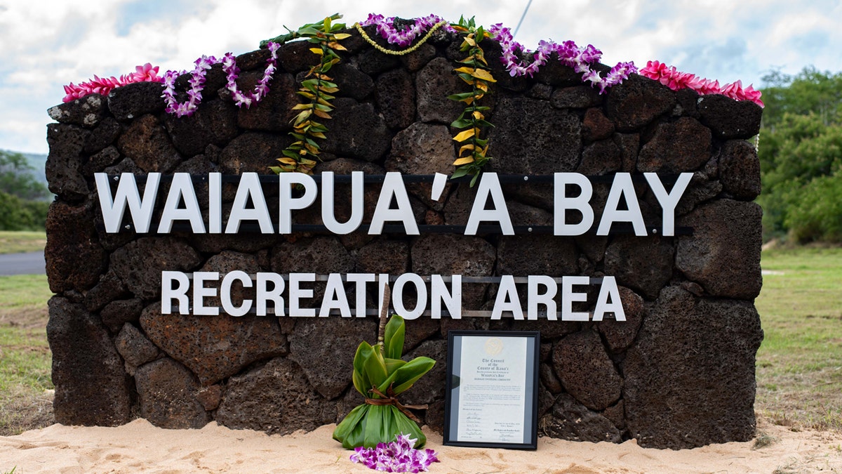 Waiapua'a Bay Recreation Area sign.