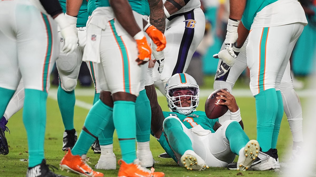 Tua Tagovailoa on his back