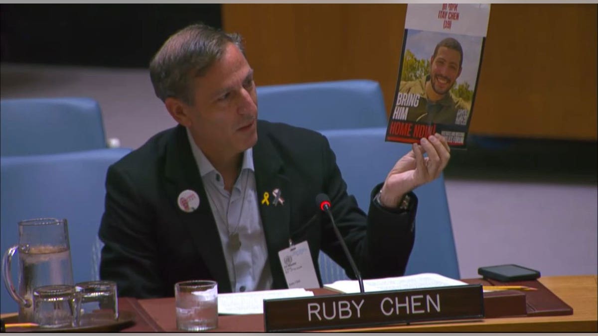 Ruby Chen addresses the U.N. Security Council in New York.