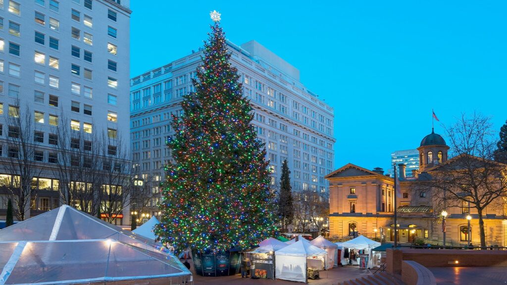 West Coast city snubs ‘Christmas’ from tree lighting again while activists wave Palestinian flag onstage