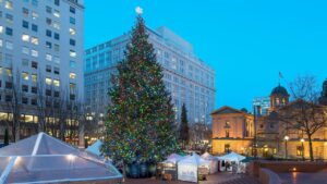 West Coast city snubs ‘Christmas’ from tree lighting again while activists wave Palestinian flag onstage