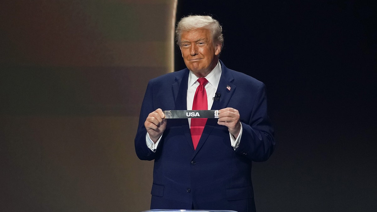 Trump with USA drawing