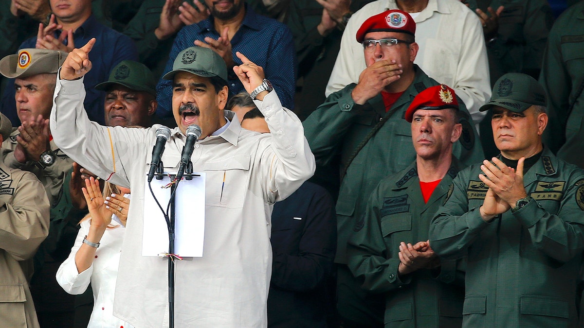 In this April 13, 2019, file photo, Nicolas Maduro, speaks in Caracas, Venezuela.
