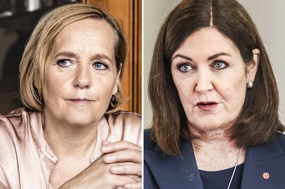 ABC 7.30 host Sarah Ferguson (left) and Victorian Liberal senator Sarah Henderson.