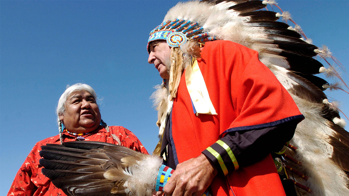 Kenny Frost, left, and former Colorado Sen. Ben Nighthorse Campbell