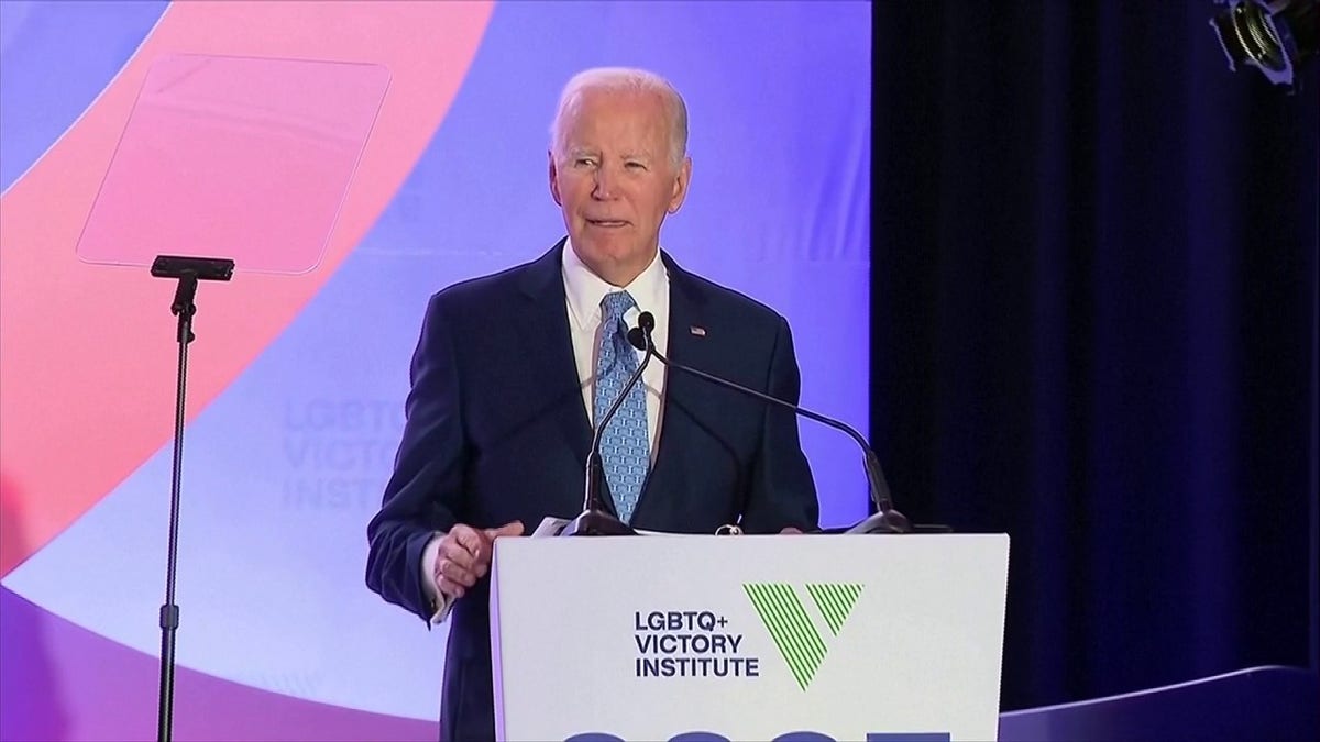 Former President Joe Biden at the International LGBTQ+ Leaders Conference in Washington, D.C.