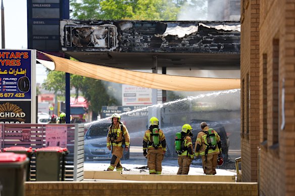 Firefighters battle the blaze in Fairfield.