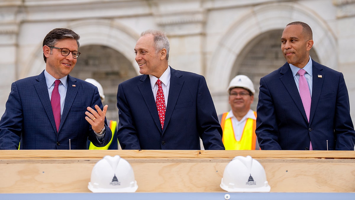 Mike Johnson, Steve Scalise and Hakeem Jeffries