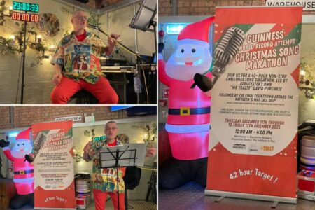 Man breaks world record singing Christmas songs for 42 hours straight