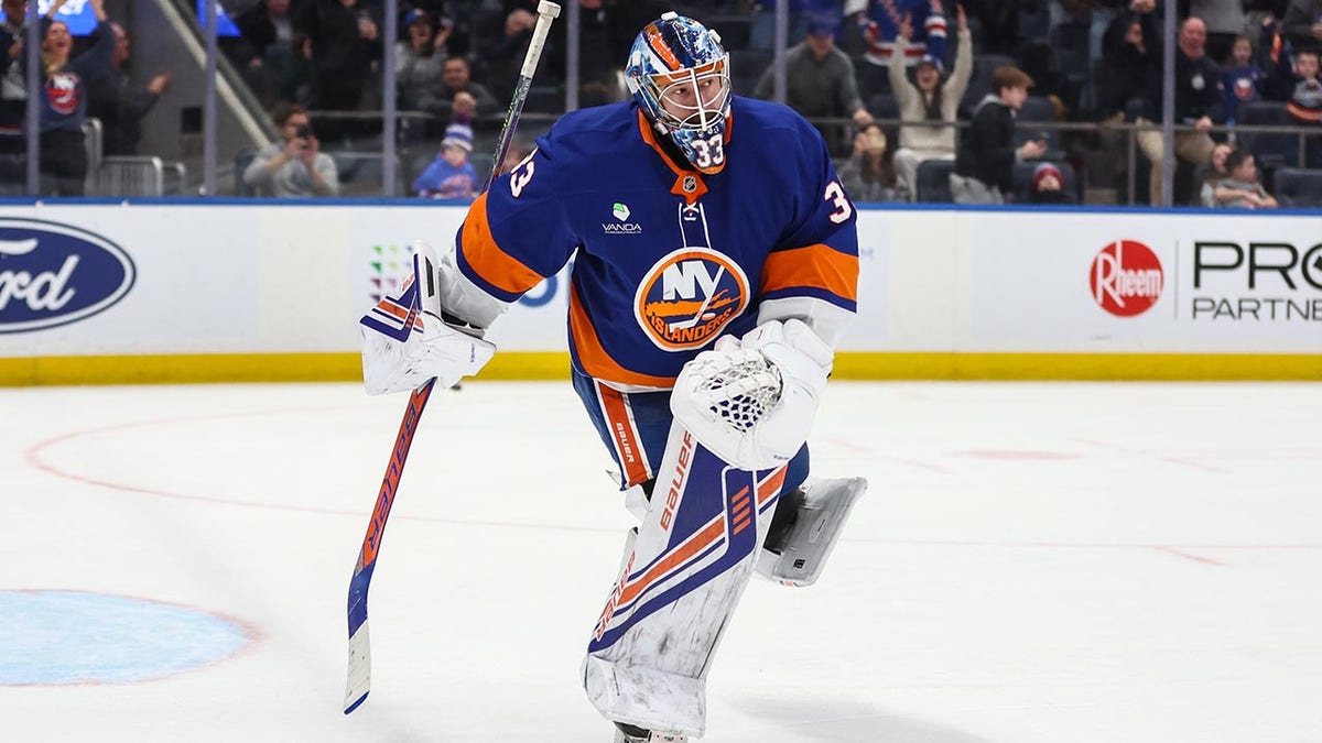 David Rittich skates to the net