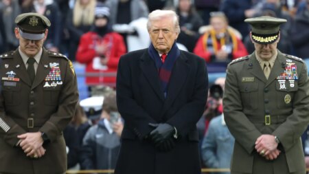 Protests erupt outside Army-Navy game amid Trump's attendance