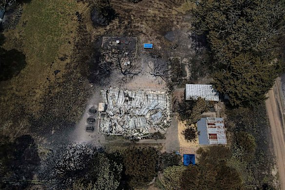 A home destroyed by fire in Ruffy.