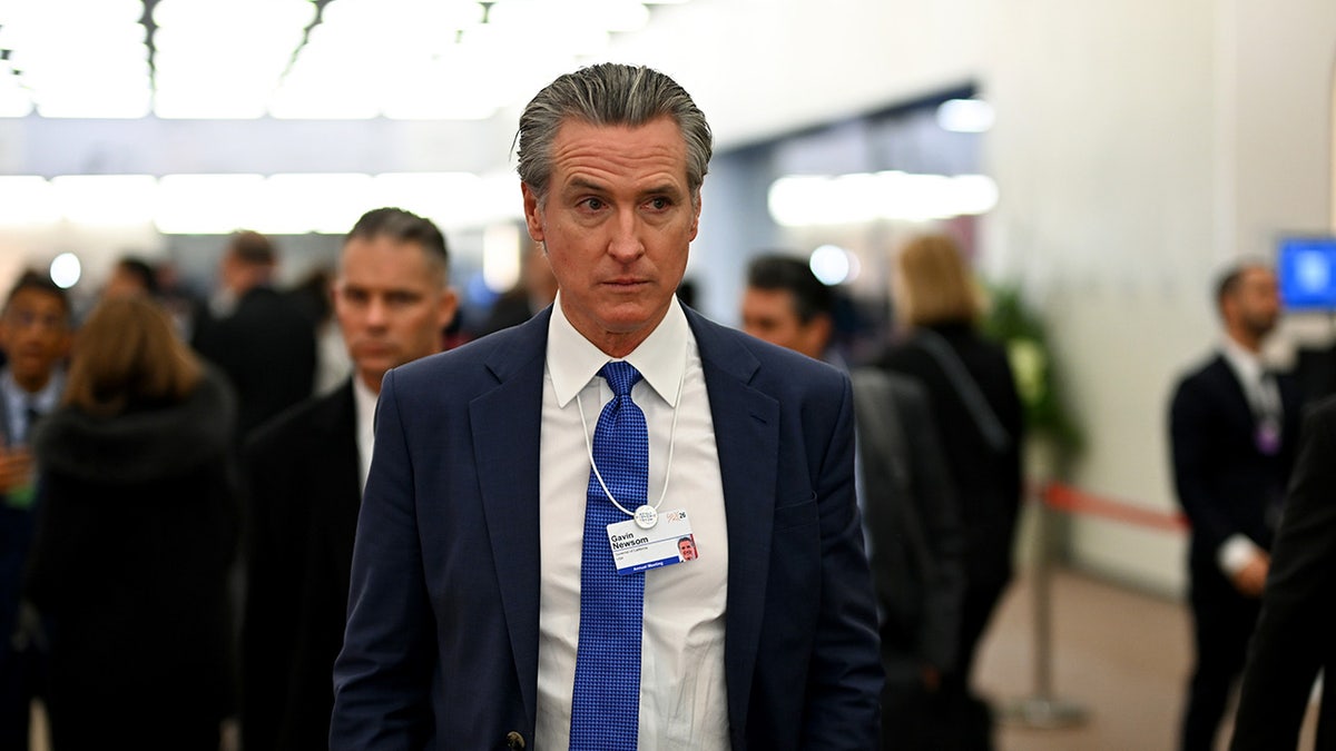 Newsom in Davos walking