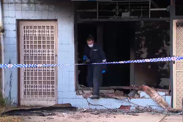 A tobacco shop firebombed in Wodonga in 2023 during the tobacco war.
