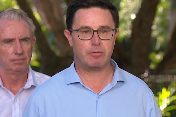 David Littleproud speaking in Brisbane, announcing the Coalition split.