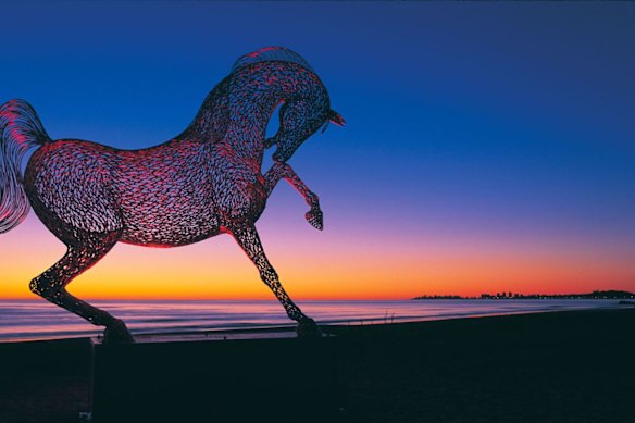 Swell Sculpture Festival features more than eight large-scale artworks on the beach.