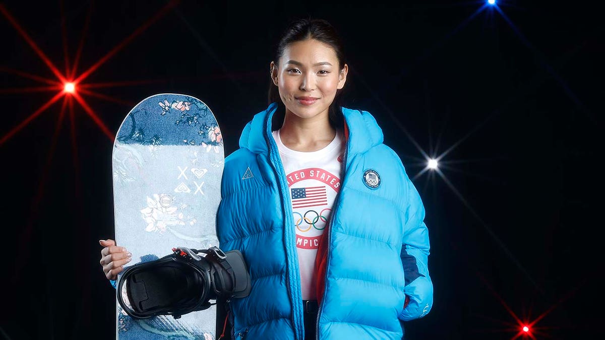 Snowboarder Chloe Kim poses for a photo