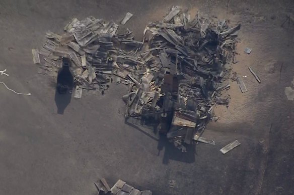 An aerial view of a property destroyed in Ruffy.