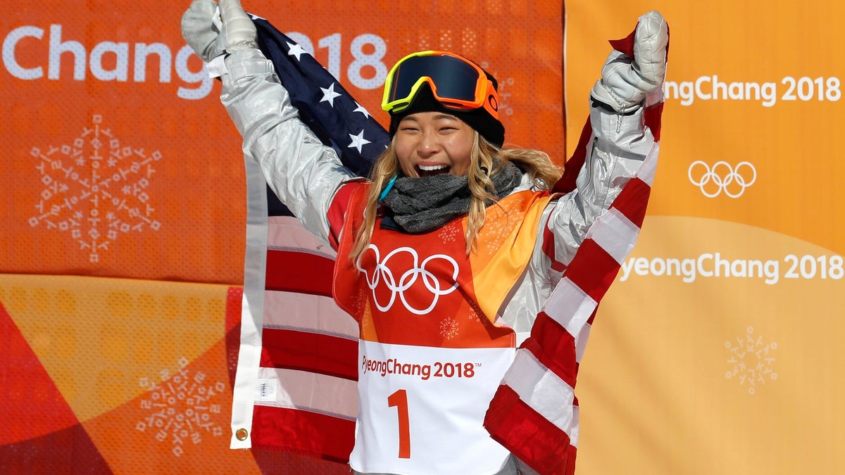 Snowboarding - Pyeongchang 2018 Winter Olympics - Women's Halfpipe Finals - Phoenix Snow Park - Pyeongchang, South Korea - February 13, 2018 - Chloe Kim of the U.S. celebrates her win. REUTERS/Jorge Silva - DEVEE2D07MRXT