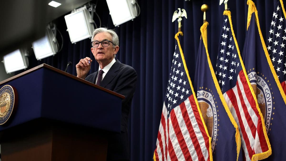 Federal Reserve Board Chairman Jerome Powell speaks following the Federal Open Market Committee meeting.