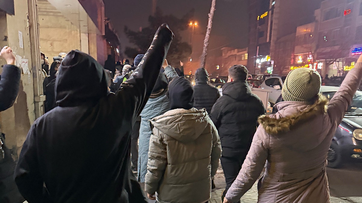 protesters chant and march in Tehran