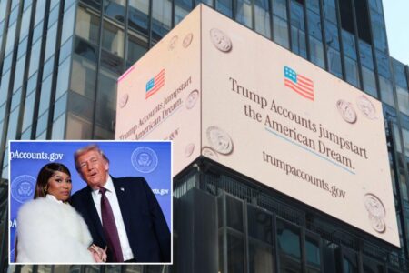 Billboard touting ‘Trump Accounts’ airs in Times Square — as Nicki Minaj joins forces with prez for kid initiative